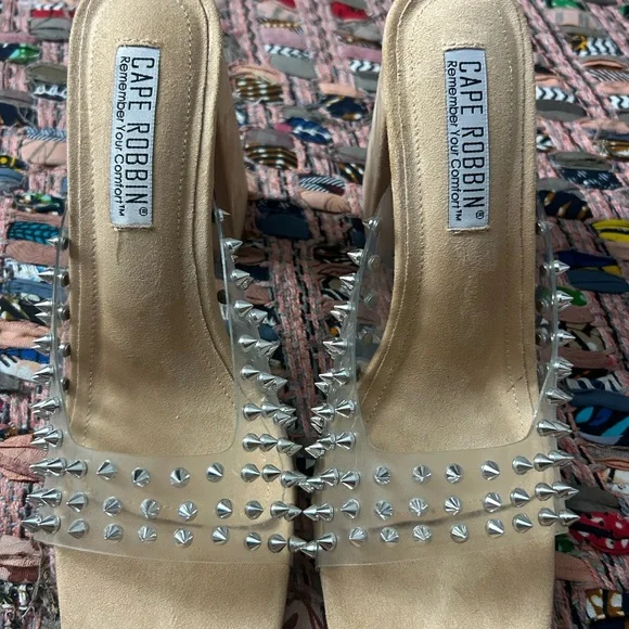 Cape Robbin Tan and Clear Spiked Heels - Picture 5 of 6